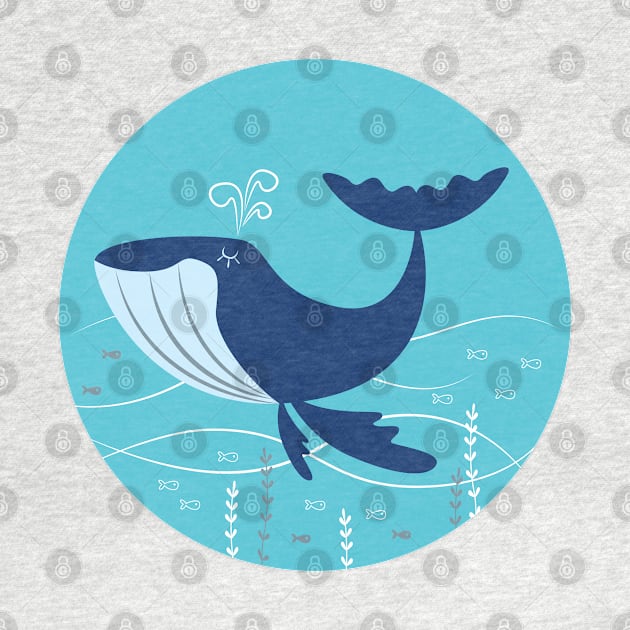 Vintage Blue Whale by aglomeradesign